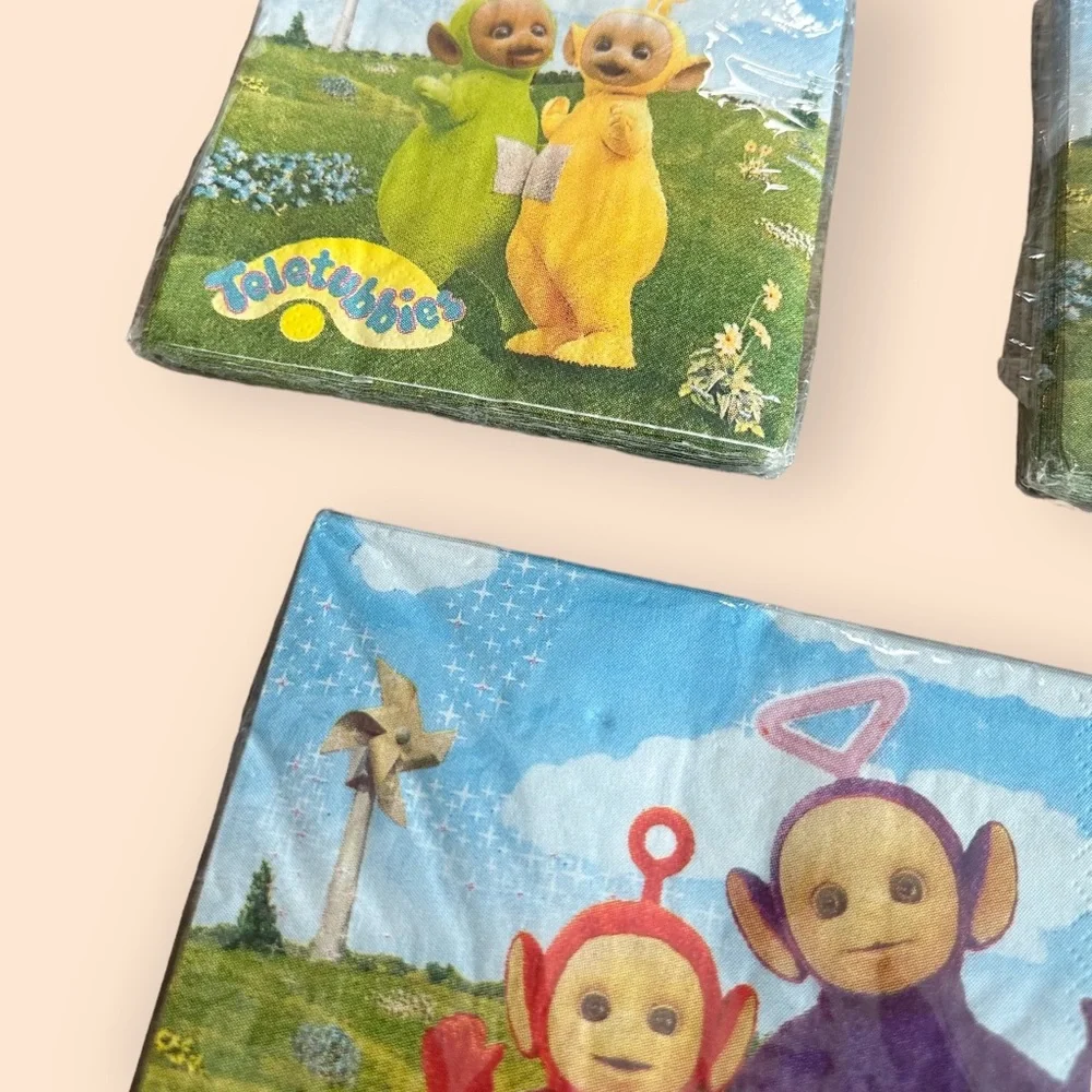 Vtg 1998 Teletubbies Birthday Party Supplies Set Plates Napkins New In Package
